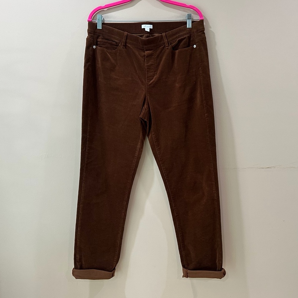 J. Jill Women's M Chocolate Brown Fine Wale Corduroy Pull-On Straight Pants New - Picture 1 of 8